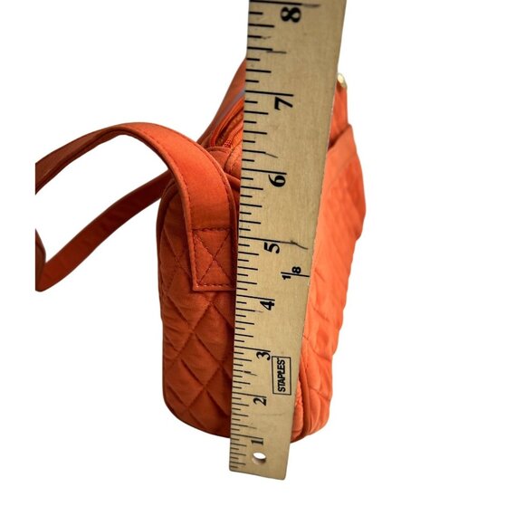 Vera Bradley Quilted Shoulder Bag In Orange With Gold Monogram & Zipper Closure - Picture 13 of 16